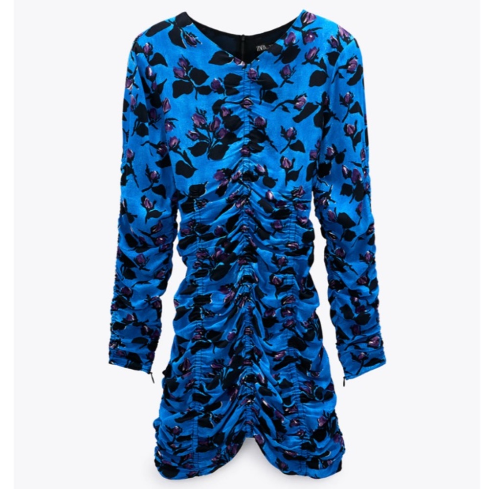 NEW ZARA DRAPED PRINT DRESS